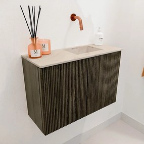 Mondiaz Joya DLux 60cm toiletmeubel shadow met wastafel faye rechts zonder kraangat frappe