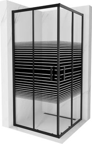 Mexen Rio vierkante douchecabine 90 x 90 cm, zwarte strepen, zwart - 860-090-090-70-20