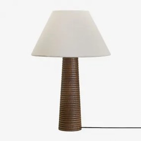 Malva Mangohouten Tafellamp ↑40 Cm & Wit Ø40 Cm Menorca - Sklum