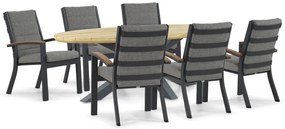 Tuinset 6 personen 240 cm Aluminium/teak Grijs Osmen Midura/Diogo