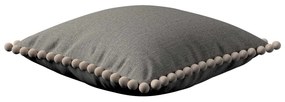 Dekoria Kussenhoes Wera met pompons, grijs 45 x 45 cm
