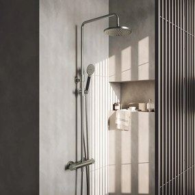Hotbath Cobber X thermostatische opbouw doucheset met ronde handdouche en 30cm hoofddouche chroom