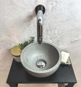 Saniclear Lovi fonteinset met grijze waskom en chromen kraan voor in het toilet