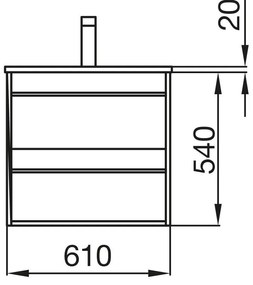 Muebles Resh badkamermeubel eiken 60cm met witte wastafel zonder kraangat