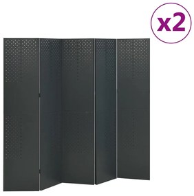 vidaXL Kamerschermen 2 st met 5 panelen 200x180 cm staal antraciet