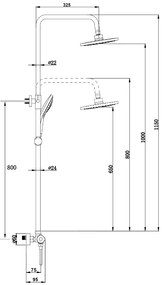 Saniclear Exclusive volledig 304 RVS regendouche opbouw 20cm met 3 standen handdouche