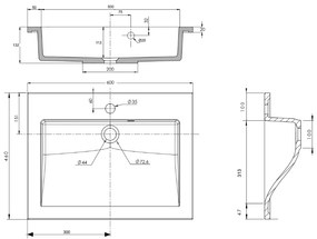 Allibert Slide wastafel met kraangat 60cm