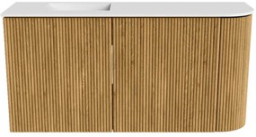 Mondiaz Joya 80cm toiletmeubel ronding rechts oak met wastafel faye links 1 kraangat talc