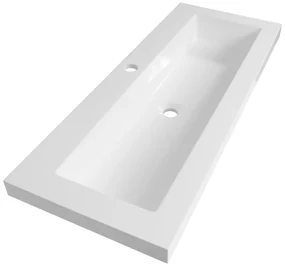 Brauer Spring wastafel mineraalmarmer 100cm met 1 kraangat wit glans