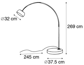 Booglamp staal stoffen kap wit 45 cm - XXL Modern E27 Binnenverlichting Lamp