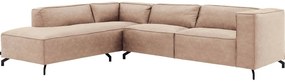 Goossens Bank Calvin beige, micro leer, 3-zits, modern design met ligelement links