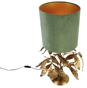 Vintage tafellamp antiek goud met groene kap - Linden Klassiek / Antiek E27 rond Binnenverlichting Lamp