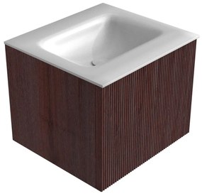 Mondiaz Kurve 50cm badmeubel ruby met 1 lade en wastafel grunne midden zonder kraangat