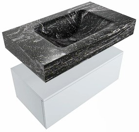 Mondiaz Alan DLux badmeubel 80cm clay 1 lade met wastafel lava midden zonder kraangat