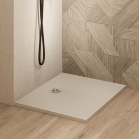 Saniclear Lino douchebak 80x80cm met stone finish cream