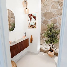 Mondiaz Joya DLux 100cm toiletmeubel ruby met wastafel faye links 1 kraangat opalo