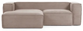 Kave Home Blok Moderne Hoekbank 240 Cm Ribstof Roze Chaise Longue Links
