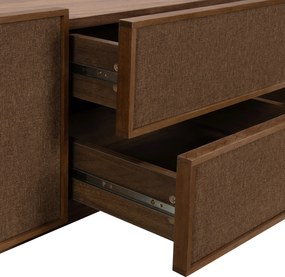 Tv-meubel Walnoot Met Stoffen Deuren 150 Cm - 150x40x40cm.