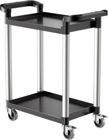 VEVOR Multifunctionele trolley, 136 kg laadvermogen, 2-laags kunststof gereedschapswagen met 360° zwenkwielen (2 met remmen), 800 x 410 x 945 mm Grote serveerwagen voor magazijn, kantoor, thuis, restaurant, keuken
