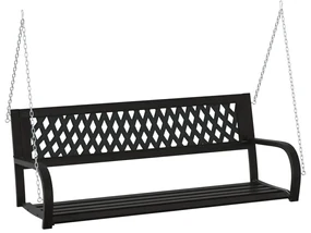 vidaXL Schommelbank 125 cm staal en kunststof zwart