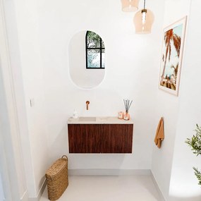 Mondiaz Joya DLux 80cm toiletmeubel ruby met wastafel faye links zonder kraangat frappe