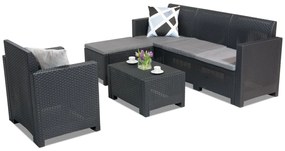 Technorattan loungemeubelset Nebraska Relax Corner 5 antraciet Bica