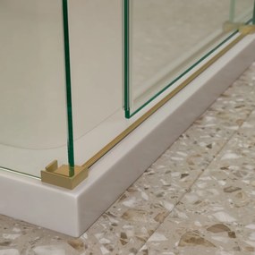 Saniclear Supreme douchecabine 90x90cm anti-kalk geborsteld messing - mat goud