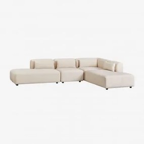 4-delige Modulaire Hoekbank Met Dubbele Chaise Longue Fogler Corduroy Linnen Beige - Sklum