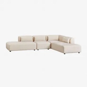 Fogler 4-delige Modulaire Hoekbank Met Dubbele Chaise Longue Corduroy Beige – Linnen - Sklum