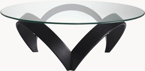 Ronde houten salontafel Soquel met glazen tafelblad