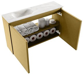 Mondiaz Ture DLux toiletmeubel 80cm oro met wastafel ostra links met kraangat