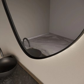 Gliss Design Fenix spiegel met LED-verlichting organisch 60cm mat zwart