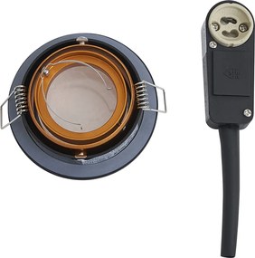 Set van 6 moderne inbouwspots zwart met goud draai- en kantelbaar IP44 - Chuck