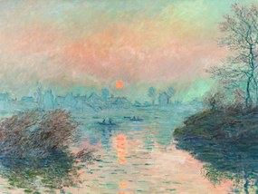 Kunstdruk Setting Sun on the Seine - Claude Monet, (40 x 30 cm)