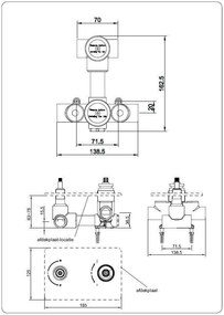 Mueller Ufo RVS thermostatische regendouche 20cm met wandarm en handdouche op glijstang