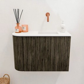 Mondiaz Joya 60cm toiletmeubel ronding links shadow met wastafel faye rechts zonder kraangat talc