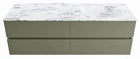 Mondiaz Vica DLux badmeubel 150cm army 4 lades met wastafel glace rechts zonder kraangat