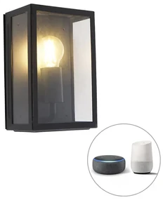 Smart buiten wandlamp zwart 25,5 incl. WiFi A60 IP44 - Rotterdam Modern, Landelijk E27 IP44 Buitenverlichting