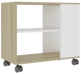 vidaXL Bijzettafel 70x35x55 cm bewerkt hout wit en sonoma eikenkleurig