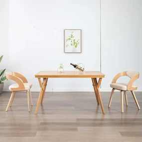 vidaXL Eetkamerstoelen 2 st gebogen hout en kunstleer crème