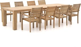 Diningset ROUGH | 8 personen teakhout | Tuinset stapelbaar | 9-delig | Kees Smit Tuinmeubelen