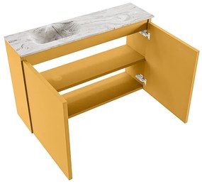 Mondiaz Ture DLux toiletmeubel 80cm ocher met wastafel glace links zonder kraangat