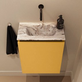 Mondiaz Ture DLux toiletmeubel 40cm ocher met wastafel glace midden zonder kraangat