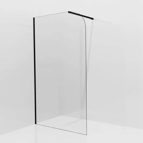 Aqua Vista Inloopdouche - 90x200cm - afgeronde glaswand - helder glas - wandarm - mat zwart SW1245009/SW797905