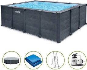 Intex Graphite Grey Panel opbouwzwembad - rechthoekig - L400 x B300 x H124 cm