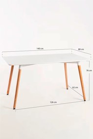 Rechthoekige torentafel 140 x 80 cm