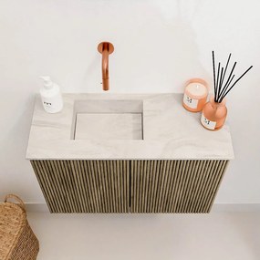 Mondiaz Joya DLux 60cm toiletmeubel dusk met wastafel faye links zonder kraangat ostra