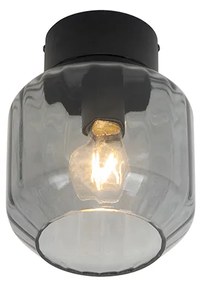 Moderne plafondlamp zwart met smoke glas - Stiklo Modern E27 rond Binnenverlichting Lamp