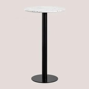 Ronde Hoge Bartafel Ø60 Cm In Dolce Terrazzo Wit - Sklum