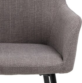 VERA Lichtgrijs Taupe (stof Basel 34) - MODERNE KUIPVORMIGE GESTOFFEERDE STOEL VOOR WOONKAMER / LOFT